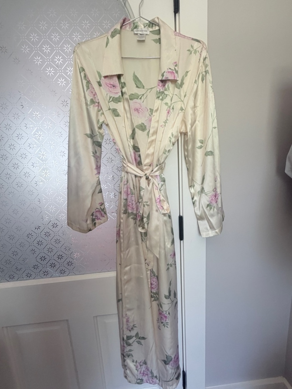 Vintage Jones New York Floral Nightwear/Dress Women's Satin Robe Sz M/L
